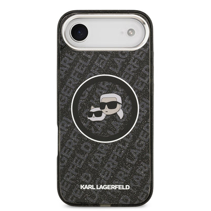 iPhone 17 Air Kılıf Karl Lagerfeld Orjinal Lisanslı Parlayan Simli Karl & Choupette Heads Kapak