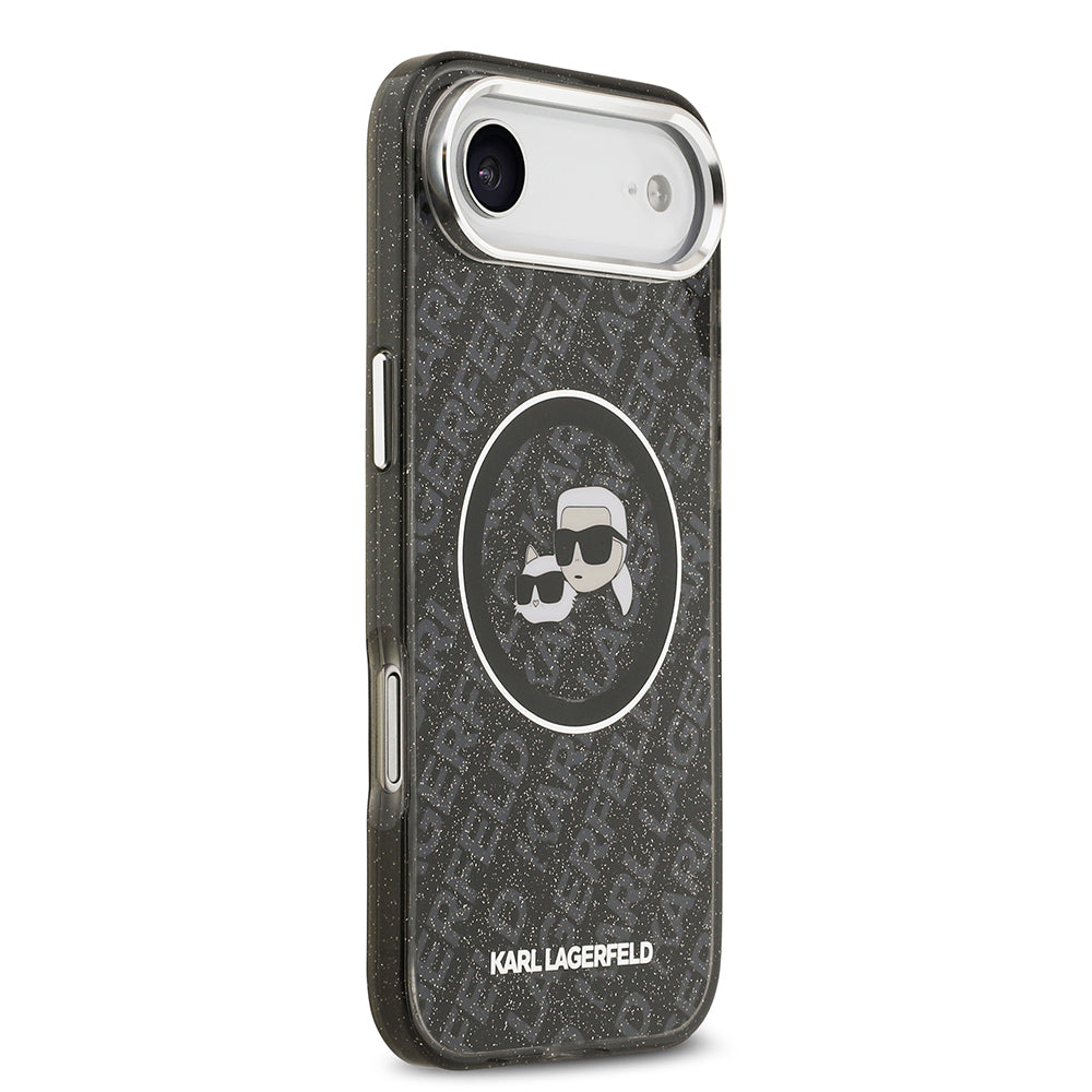 iPhone 17 Air Kılıf Karl Lagerfeld Orjinal Lisanslı Parlayan Simli Karl & Choupette Heads Kapak