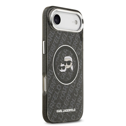 iPhone 17 Air Kılıf Karl Lagerfeld Orjinal Lisanslı Parlayan Simli Karl & Choupette Heads Kapak