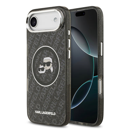 iPhone 17 Air Kılıf Karl Lagerfeld Orjinal Lisanslı Parlayan Simli Karl & Choupette Heads Kapak