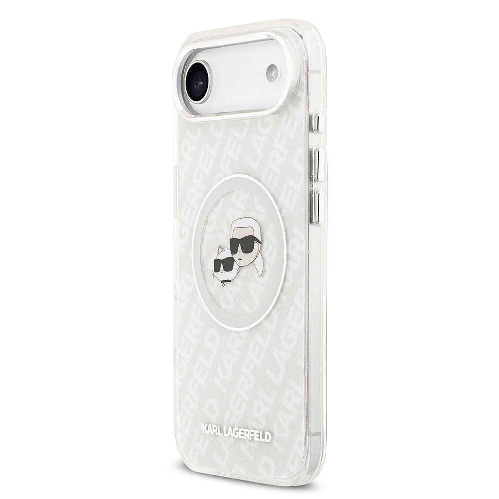 iPhone 17 Air Kılıf Karl Lagerfeld Orjinal Lisanslı Parlayan Simli Karl & Choupette Heads Kapak
