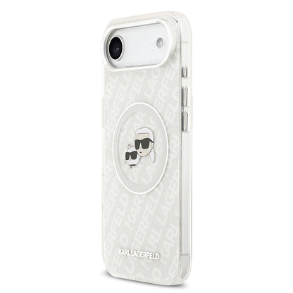 iPhone 17 Air Kılıf Karl Lagerfeld Orjinal Lisanslı Parlayan Simli Karl & Choupette Heads Kapak
