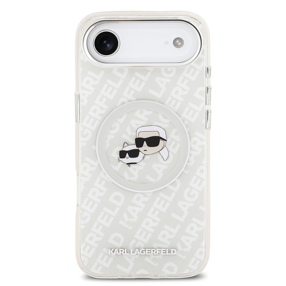 iPhone 17 Air Kılıf Karl Lagerfeld Orjinal Lisanslı Parlayan Simli Karl & Choupette Heads Kapak