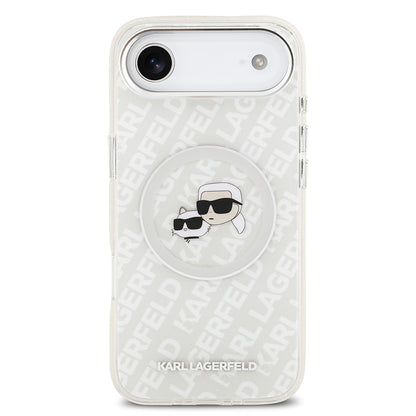 iPhone 17 Air Kılıf Karl Lagerfeld Orjinal Lisanslı Parlayan Simli Karl & Choupette Heads Kapak