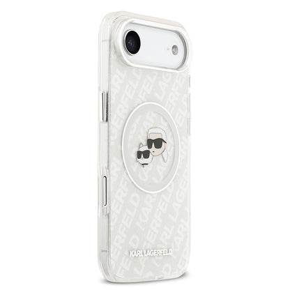 iPhone 17 Air Kılıf Karl Lagerfeld Orjinal Lisanslı Parlayan Simli Karl & Choupette Heads Kapak