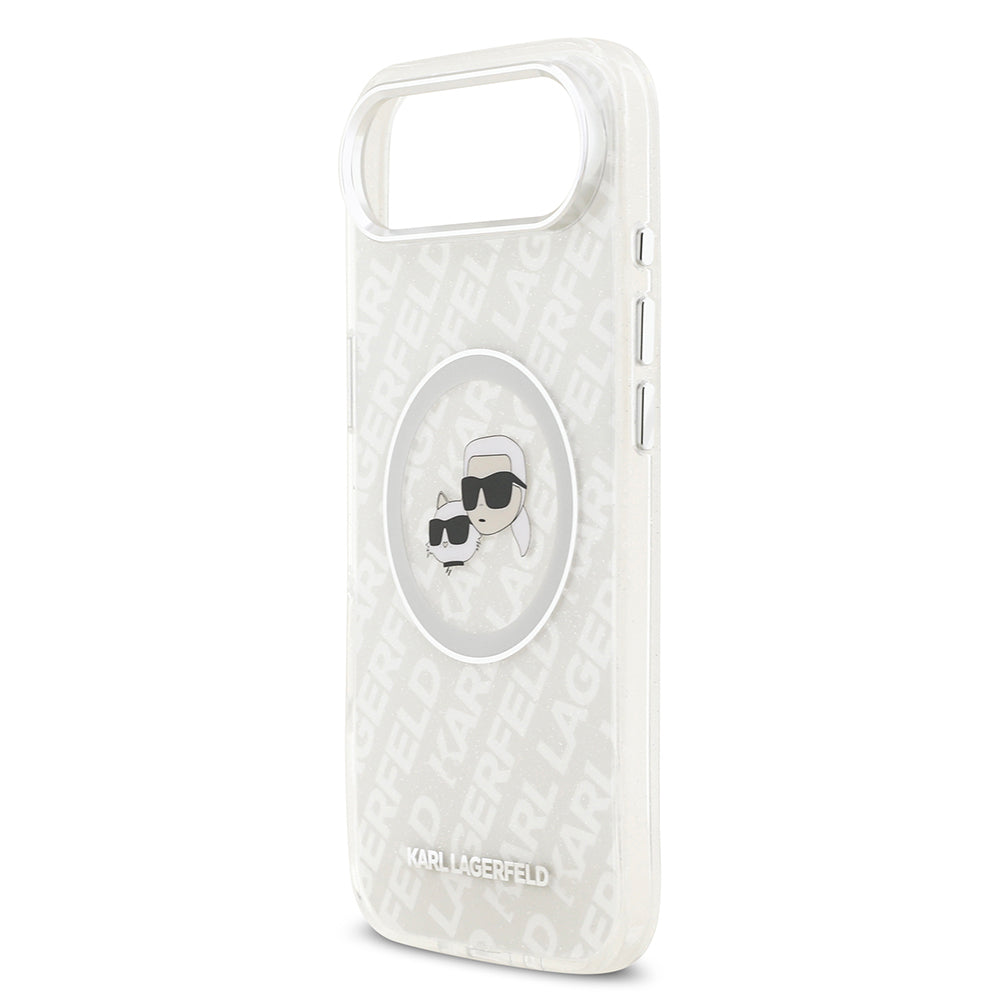 iPhone 17 Air Kılıf Karl Lagerfeld Orjinal Lisanslı Parlayan Simli Karl & Choupette Heads Kapak