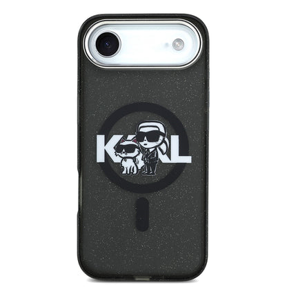 iPhone 17 Air Kılıf Karl Lagerfeld Orjinal Lisanslı Parlayan Simli Karl & Choupette Sketch Logo Kapak