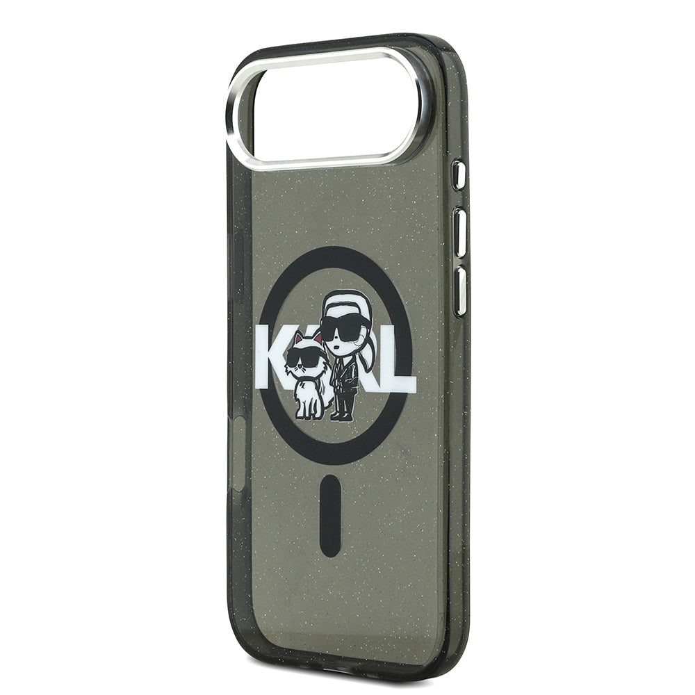 iPhone 17 Air Kılıf Karl Lagerfeld Orjinal Lisanslı Parlayan Simli Karl & Choupette Sketch Logo Kapak