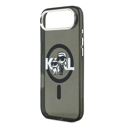 iPhone 17 Air Kılıf Karl Lagerfeld Orjinal Lisanslı Parlayan Simli Karl & Choupette Sketch Logo Kapak