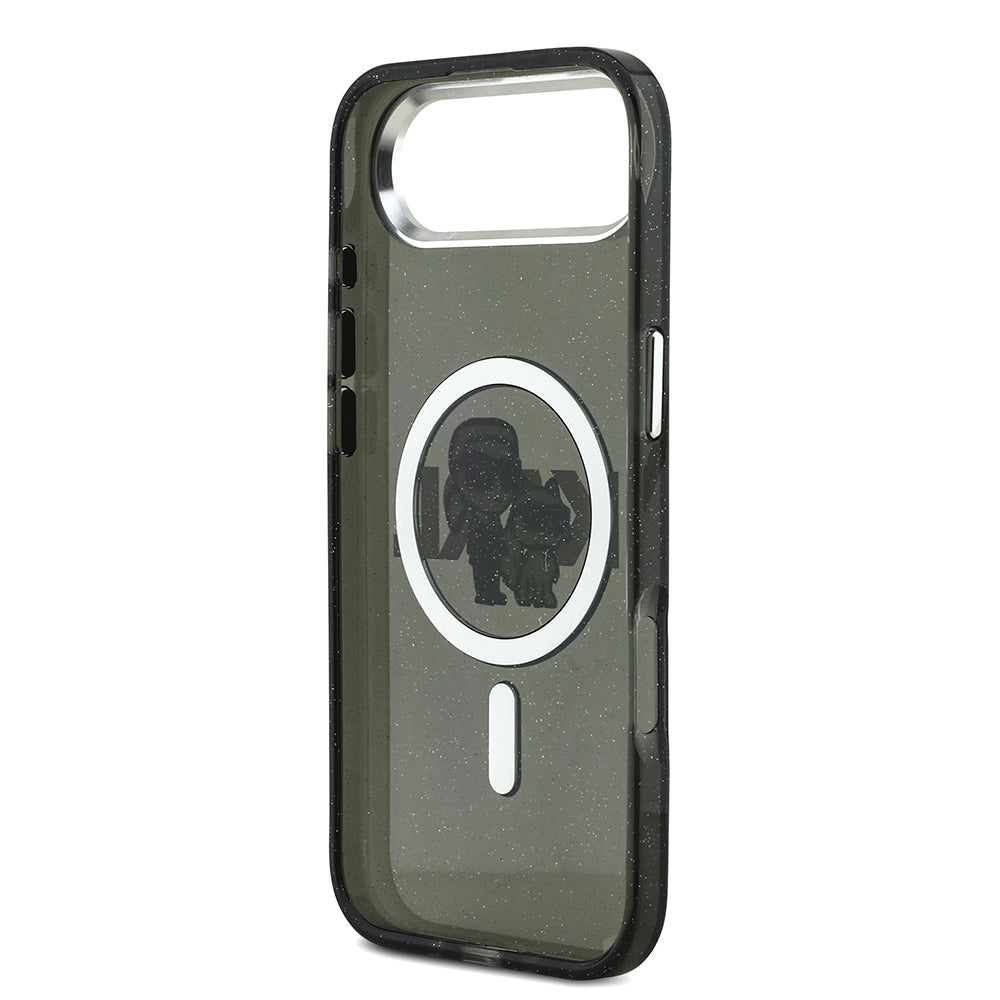 iPhone 17 Air Kılıf Karl Lagerfeld Orjinal Lisanslı Parlayan Simli Karl & Choupette Sketch Logo Kapak