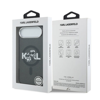 iPhone 17 Air Kılıf Karl Lagerfeld Orjinal Lisanslı Parlayan Simli Karl & Choupette Sketch Logo Kapak