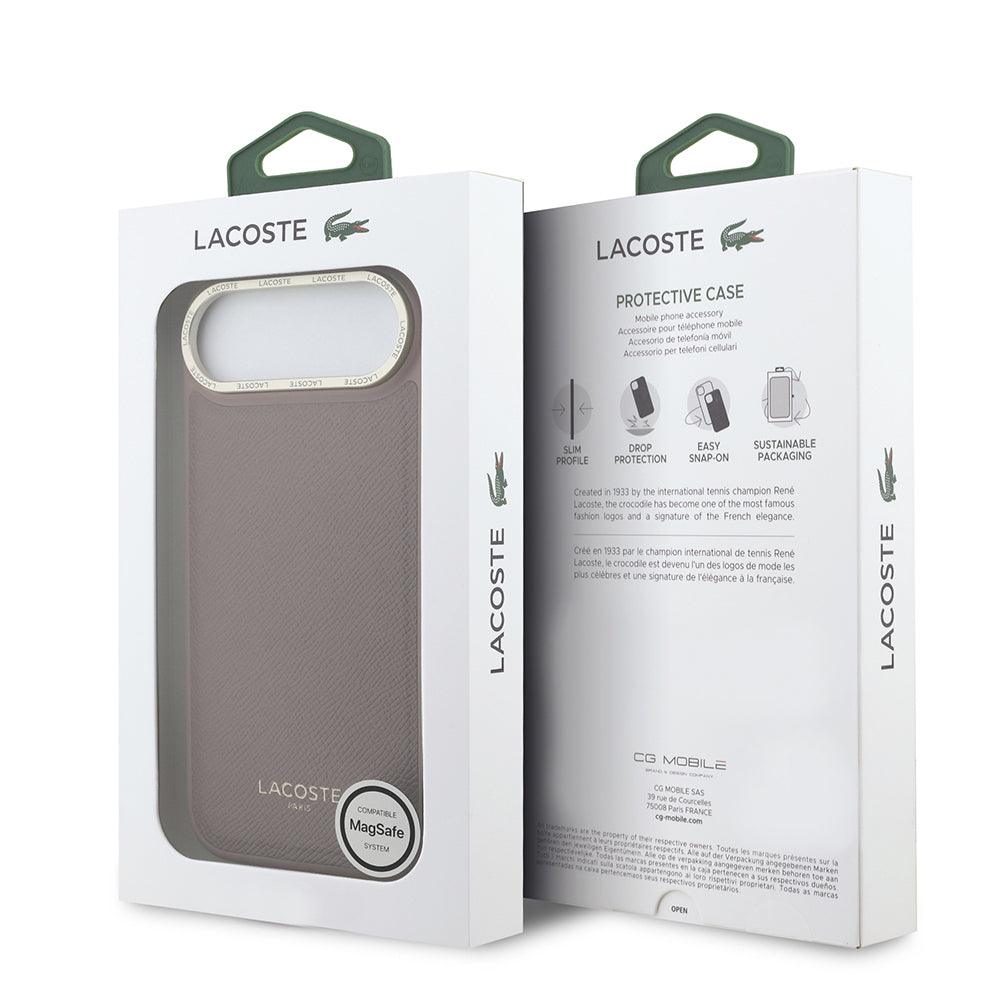 iPhone 17 Air Kılıf Lacoste Orjinal Lisanslı M-safe Şarj Özellikli Champs Elysees PU Deri Tasarımlı Kapak