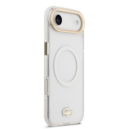iPhone 17 Air Kılıf Lacoste Orjinal Lisanslı M-safe Şarj Özellikli Gold Timsah Logolu Buzlu Kapak