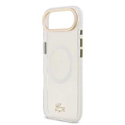 iPhone 17 Air Kılıf Lacoste Orjinal Lisanslı M-safe Şarj Özellikli Gold Timsah Logolu Buzlu Kapak