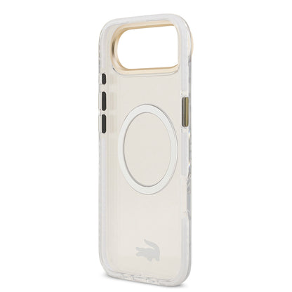 iPhone 17 Air Kılıf Lacoste Orjinal Lisanslı M-safe Şarj Özellikli Gold Timsah Logolu Buzlu Kapak