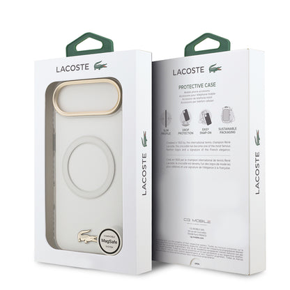 iPhone 17 Air Kılıf Lacoste Orjinal Lisanslı M-safe Şarj Özellikli Gold Timsah Logolu Buzlu Kapak