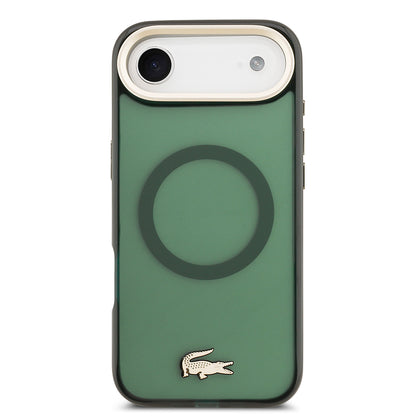 iPhone 17 Air Kılıf Lacoste Orjinal Lisanslı M-safe Şarj Özellikli Gold Timsah Logolu Buzlu Kapak
