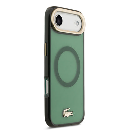 iPhone 17 Air Kılıf Lacoste Orjinal Lisanslı M-safe Şarj Özellikli Gold Timsah Logolu Buzlu Kapak