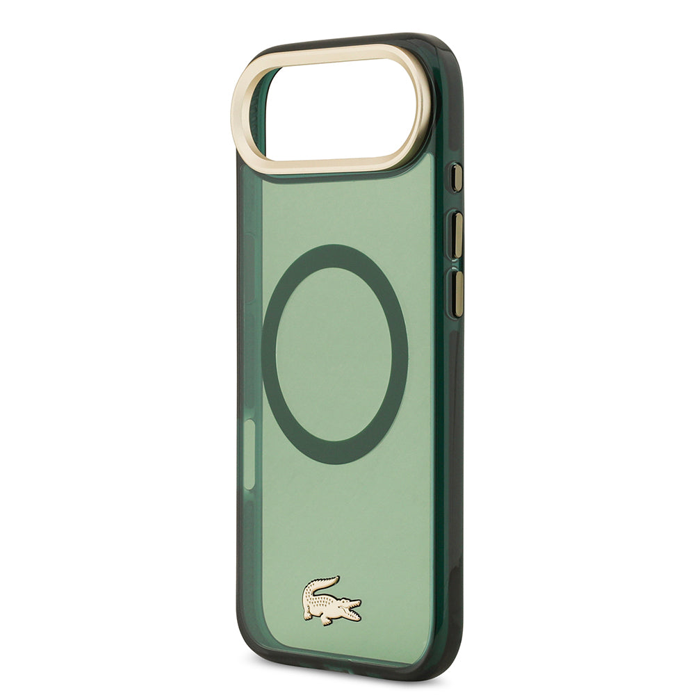 iPhone 17 Air Kılıf Lacoste Orjinal Lisanslı M-safe Şarj Özellikli Gold Timsah Logolu Buzlu Kapak
