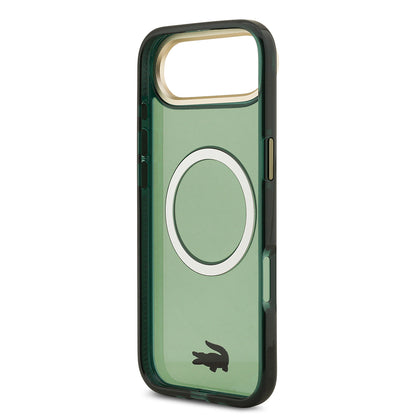 iPhone 17 Air Kılıf Lacoste Orjinal Lisanslı M-safe Şarj Özellikli Gold Timsah Logolu Buzlu Kapak
