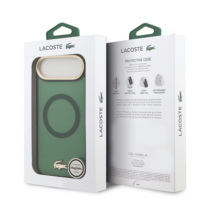 iPhone 17 Air Kılıf Lacoste Orjinal Lisanslı M-safe Şarj Özellikli Gold Timsah Logolu Buzlu Kapak