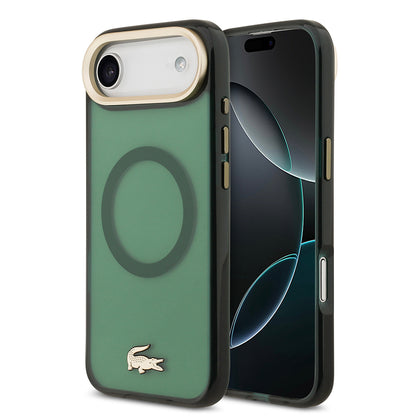 iPhone 17 Air Kılıf Lacoste Orjinal Lisanslı M-safe Şarj Özellikli Gold Timsah Logolu Buzlu Kapak