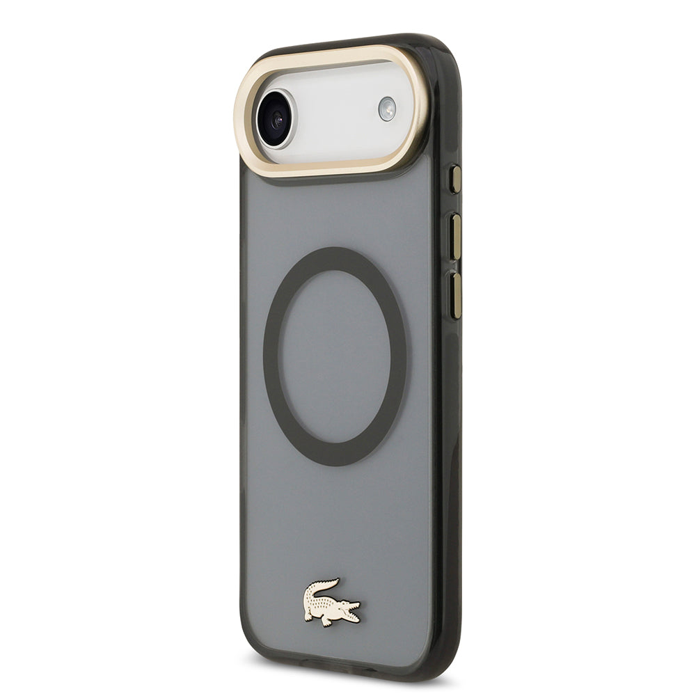 iPhone 17 Air Kılıf Lacoste Orjinal Lisanslı M-safe Şarj Özellikli Gold Timsah Logolu Buzlu Kapak