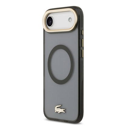 iPhone 17 Air Kılıf Lacoste Orjinal Lisanslı M-safe Şarj Özellikli Gold Timsah Logolu Buzlu Kapak