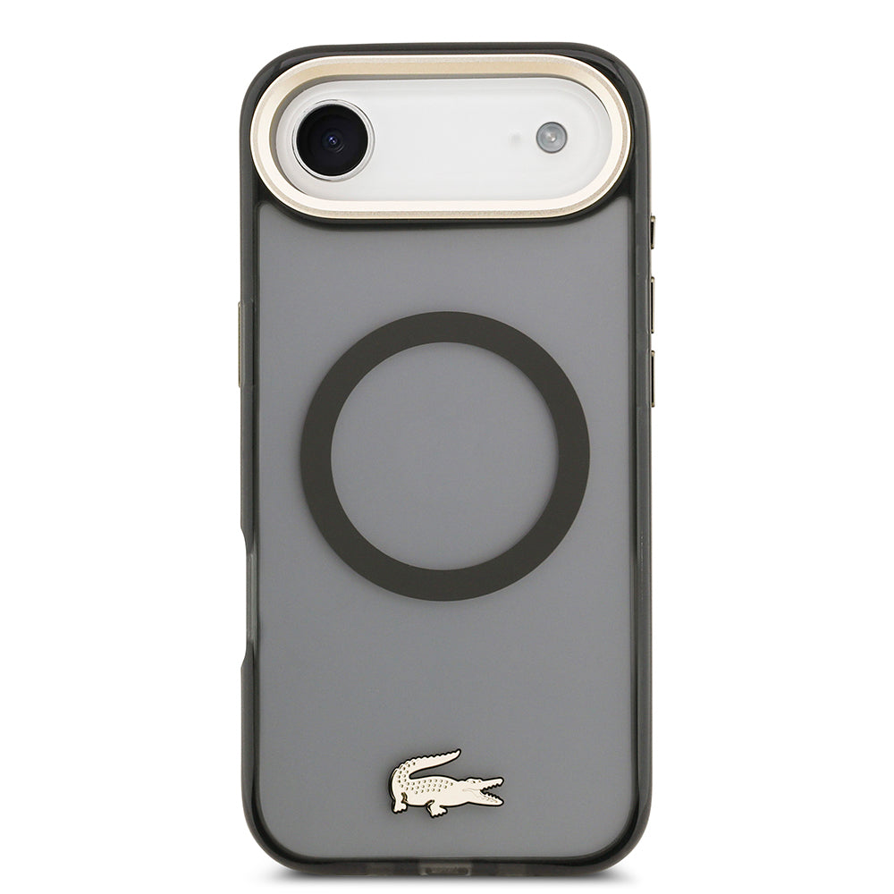 iPhone 17 Air Kılıf Lacoste Orjinal Lisanslı M-safe Şarj Özellikli Gold Timsah Logolu Buzlu Kapak