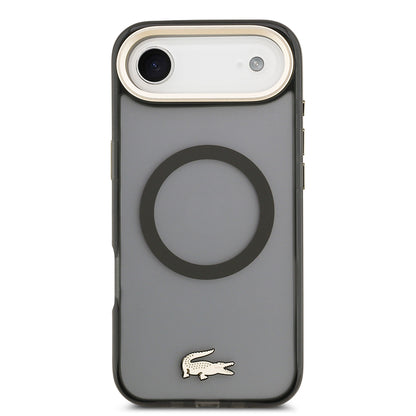 iPhone 17 Air Kılıf Lacoste Orjinal Lisanslı M-safe Şarj Özellikli Gold Timsah Logolu Buzlu Kapak