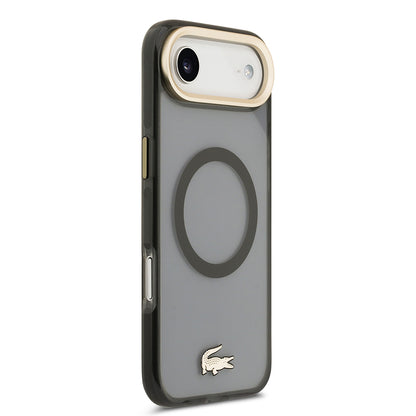 iPhone 17 Air Kılıf Lacoste Orjinal Lisanslı M-safe Şarj Özellikli Gold Timsah Logolu Buzlu Kapak