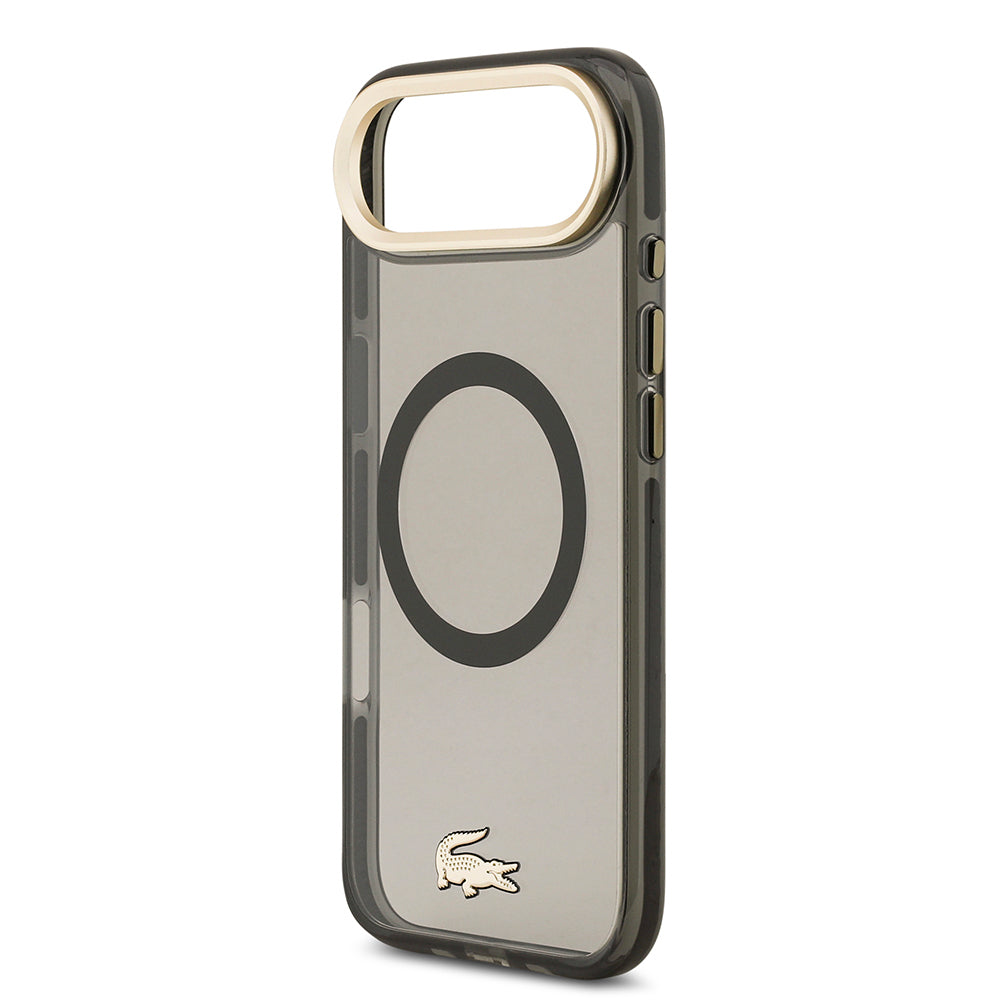 iPhone 17 Air Kılıf Lacoste Orjinal Lisanslı M-safe Şarj Özellikli Gold Timsah Logolu Buzlu Kapak