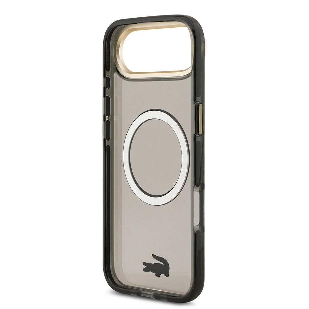 iPhone 17 Air Kılıf Lacoste Orjinal Lisanslı M-safe Şarj Özellikli Gold Timsah Logolu Buzlu Kapak