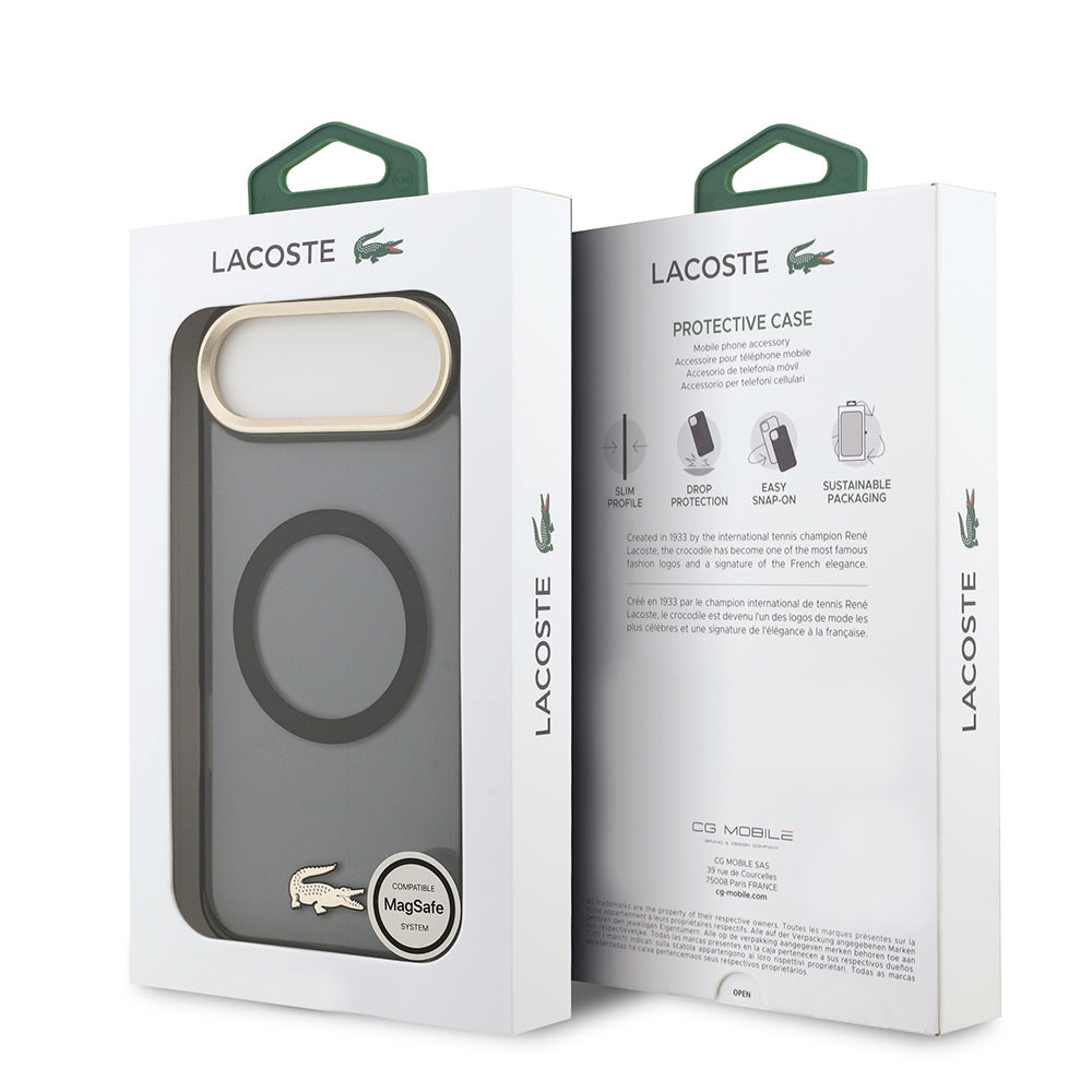 iPhone 17 Air Kılıf Lacoste Orjinal Lisanslı M-safe Şarj Özellikli Gold Timsah Logolu Buzlu Kapak