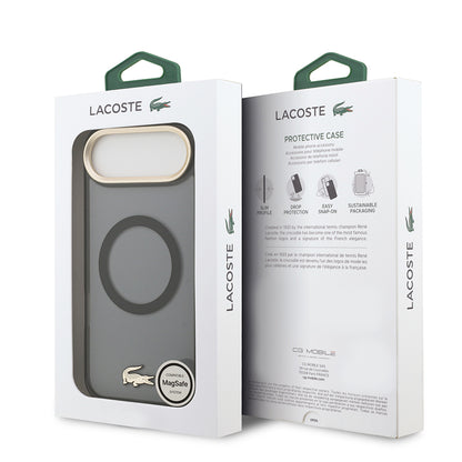 iPhone 17 Air Kılıf Lacoste Orjinal Lisanslı M-safe Şarj Özellikli Gold Timsah Logolu Buzlu Kapak