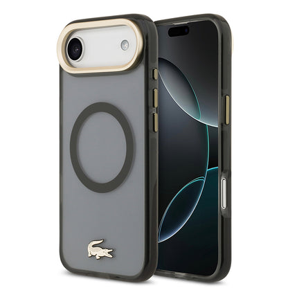 iPhone 17 Air Kılıf Lacoste Orjinal Lisanslı M-safe Şarj Özellikli Gold Timsah Logolu Buzlu Kapak
