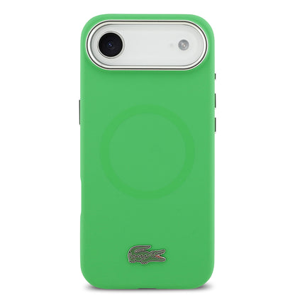 iPhone 17 Air Kılıf Lacoste Orjinal Lisanslı M-safe Şarj Özellikli İkonik Logolu Metal Kamera Çerçeveli Silikon Kapak