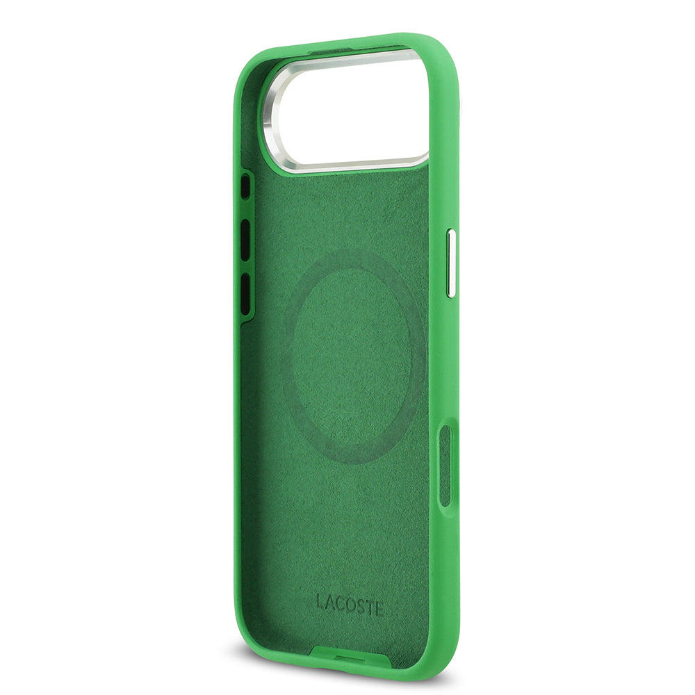 iPhone 17 Air Kılıf Lacoste Orjinal Lisanslı M-safe Şarj Özellikli İkonik Logolu Metal Kamera Çerçeveli Silikon Kapak