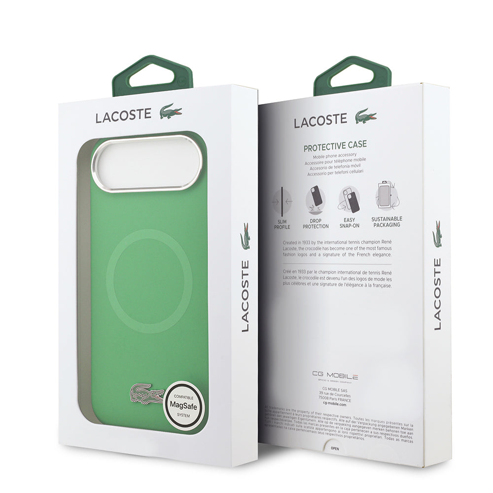 iPhone 17 Air Kılıf Lacoste Orjinal Lisanslı M-safe Şarj Özellikli İkonik Logolu Metal Kamera Çerçeveli Silikon Kapak
