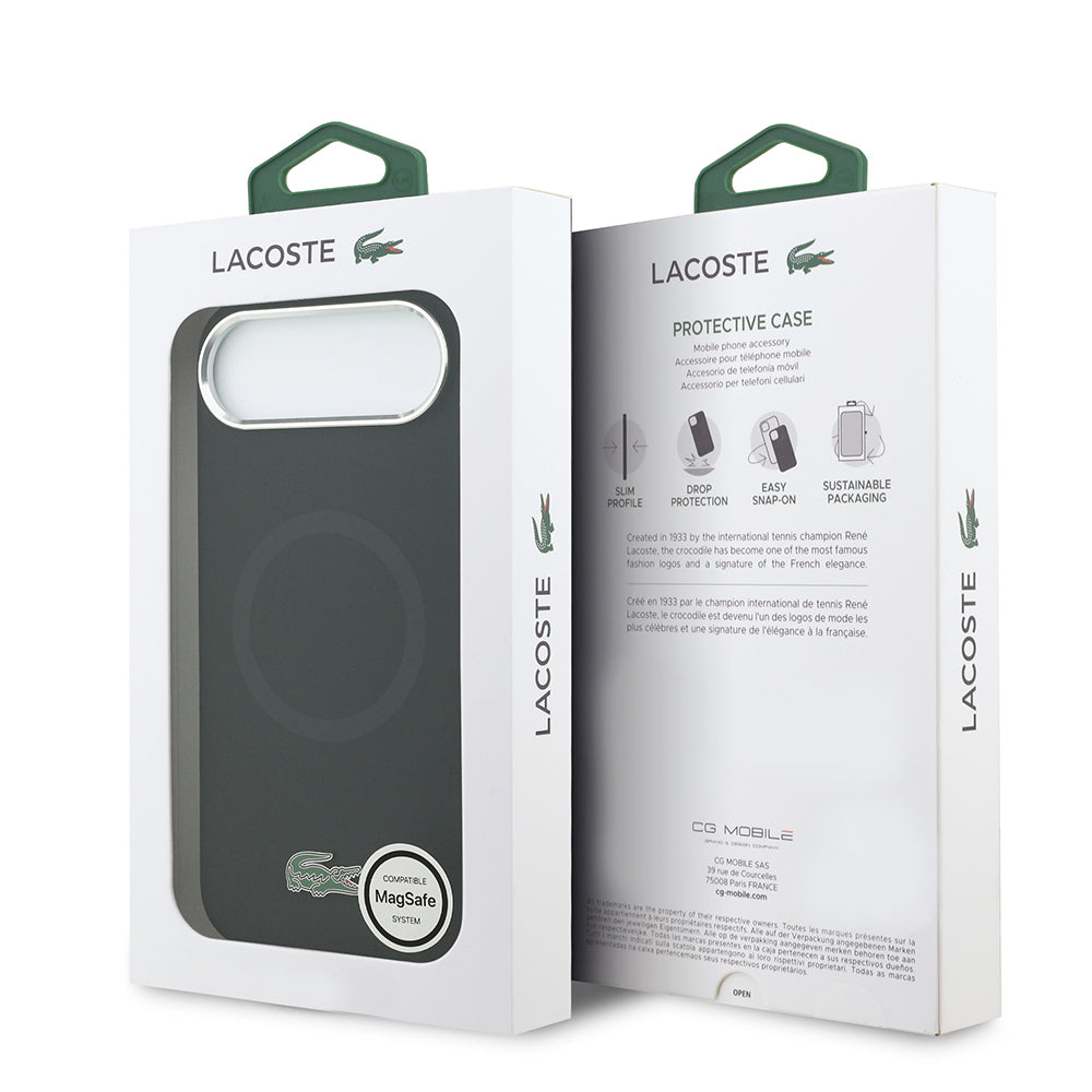 iPhone 17 Air Kılıf Lacoste Orjinal Lisanslı M-safe Şarj Özellikli İkonik Logolu Metal Kamera Çerçeveli Silikon Kapak