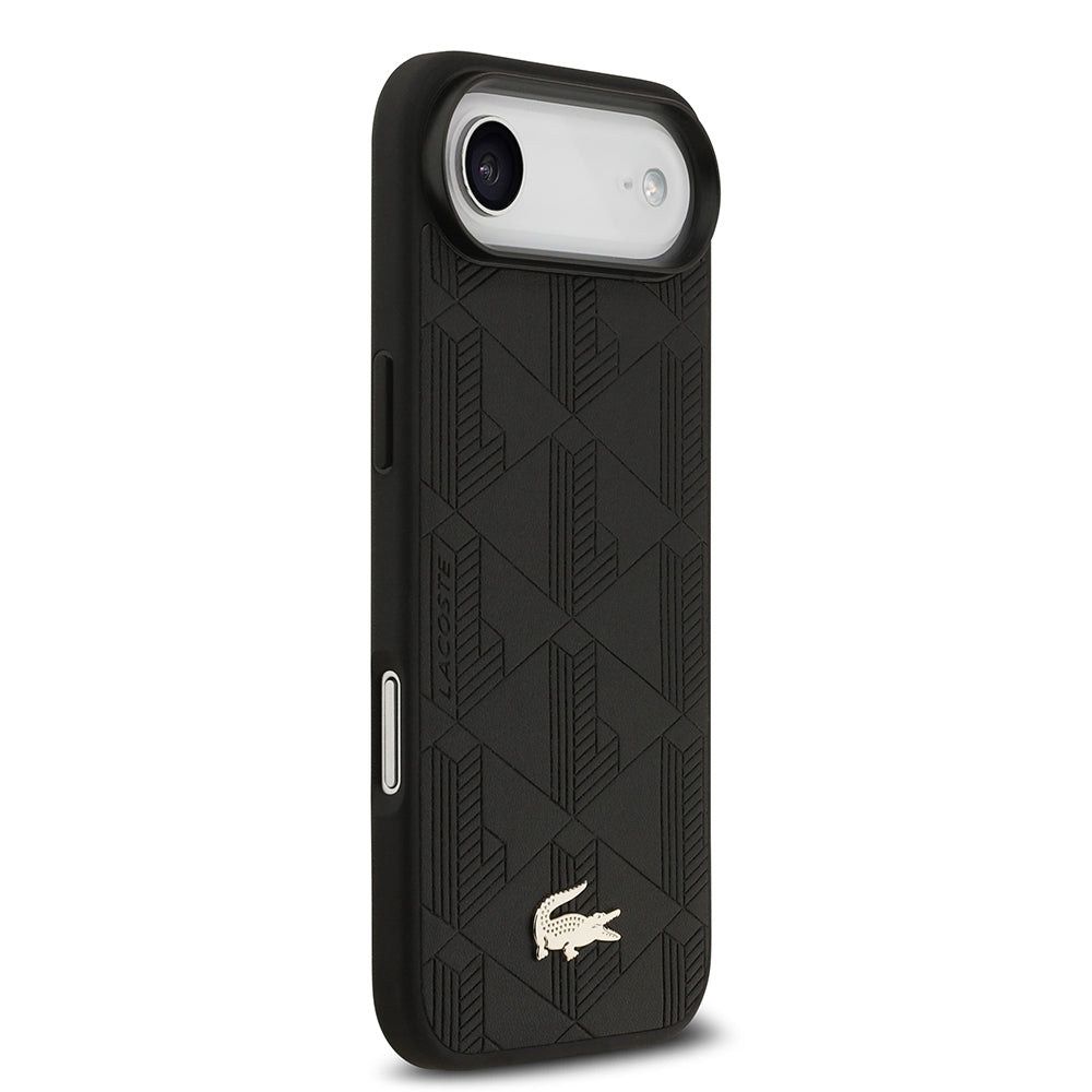 iPhone 17 Air Kılıf Lacoste Orjinal Lisanslı M-safe Şarj Özellikli PU Deri Tasarımlı Karışık Monogram Desenli Kapak