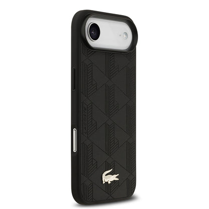 iPhone 17 Air Kılıf Lacoste Orjinal Lisanslı M-safe Şarj Özellikli PU Deri Tasarımlı Karışık Monogram Desenli Kapak