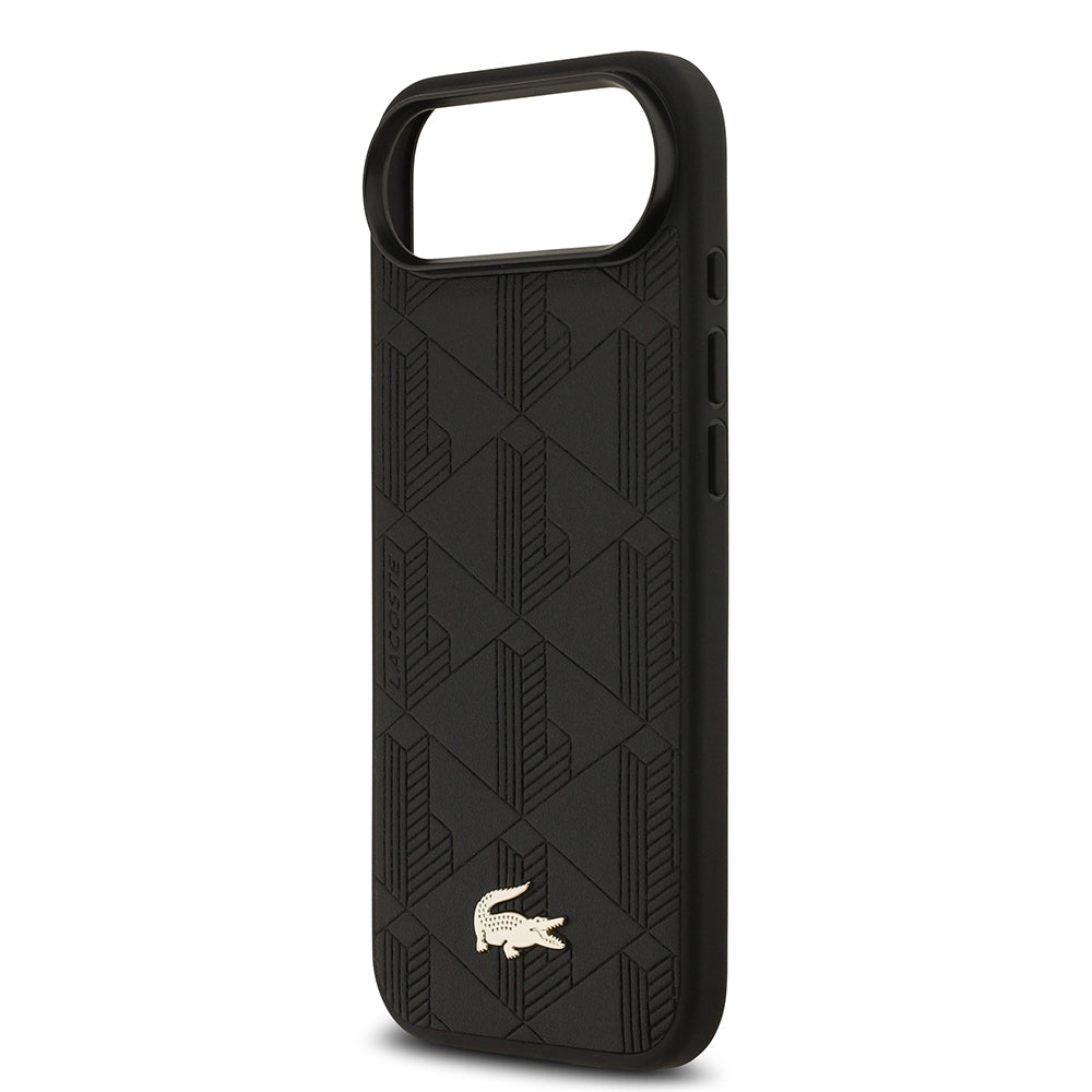 iPhone 17 Air Kılıf Lacoste Orjinal Lisanslı M-safe Şarj Özellikli PU Deri Tasarımlı Karışık Monogram Desenli Kapak