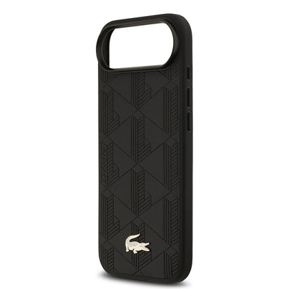 iPhone 17 Air Kılıf Lacoste Orjinal Lisanslı M-safe Şarj Özellikli PU Deri Tasarımlı Karışık Monogram Desenli Kapak