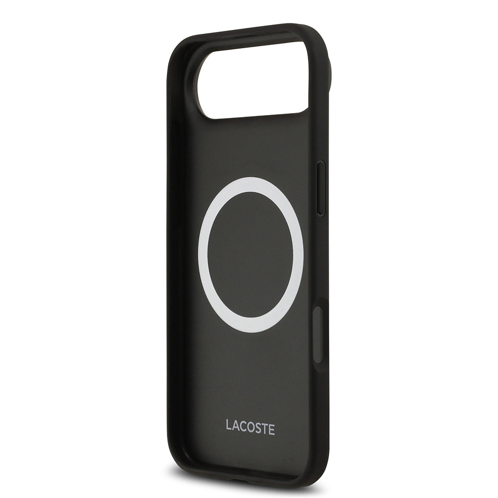 iPhone 17 Air Kılıf Lacoste Orjinal Lisanslı M-safe Şarj Özellikli PU Deri Tasarımlı Karışık Monogram Desenli Kapak