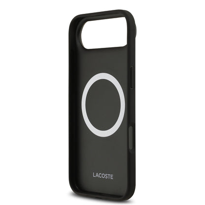 iPhone 17 Air Kılıf Lacoste Orjinal Lisanslı M-safe Şarj Özellikli PU Deri Tasarımlı Karışık Monogram Desenli Kapak