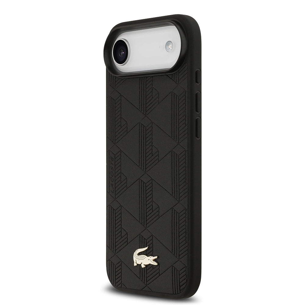 iPhone 17 Air Kılıf Lacoste Orjinal Lisanslı M-safe Şarj Özellikli PU Deri Tasarımlı Karışık Monogram Desenli Kapak