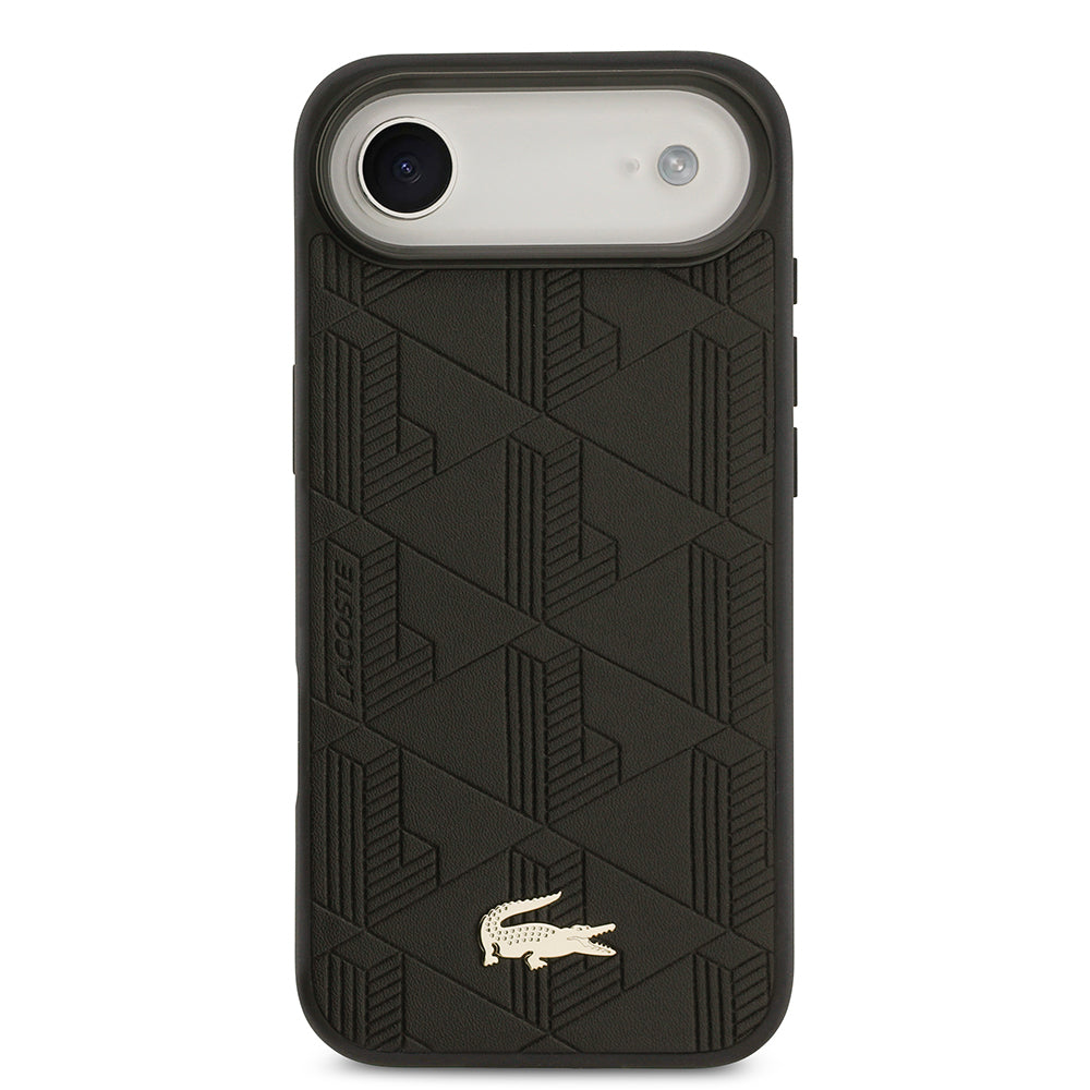iPhone 17 Air Kılıf Lacoste Orjinal Lisanslı M-safe Şarj Özellikli PU Deri Tasarımlı Karışık Monogram Desenli Kapak