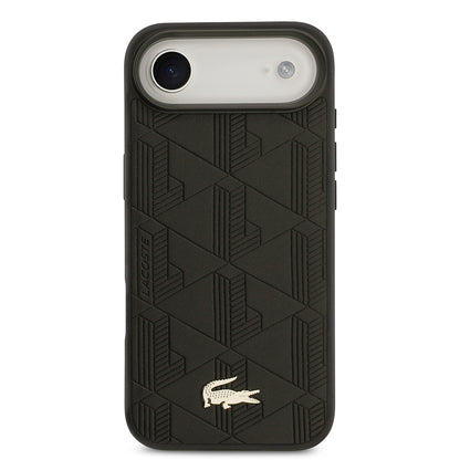 iPhone 17 Air Kılıf Lacoste Orjinal Lisanslı M-safe Şarj Özellikli PU Deri Tasarımlı Karışık Monogram Desenli Kapak