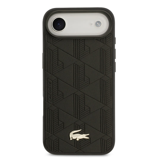 iPhone 17 Air Kılıf Lacoste Orjinal Lisanslı M-safe Şarj Özellikli PU Deri Tasarımlı Karışık Monogram Desenli Kapak